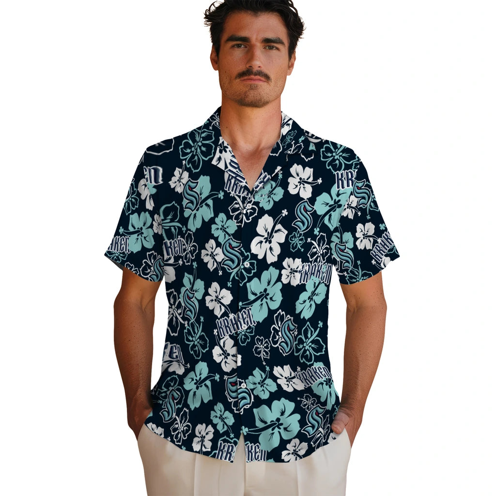 Seattle Kraken Hawaiian Shirt - Hibiscus Flower Design | Hula Hawaiian Shirts