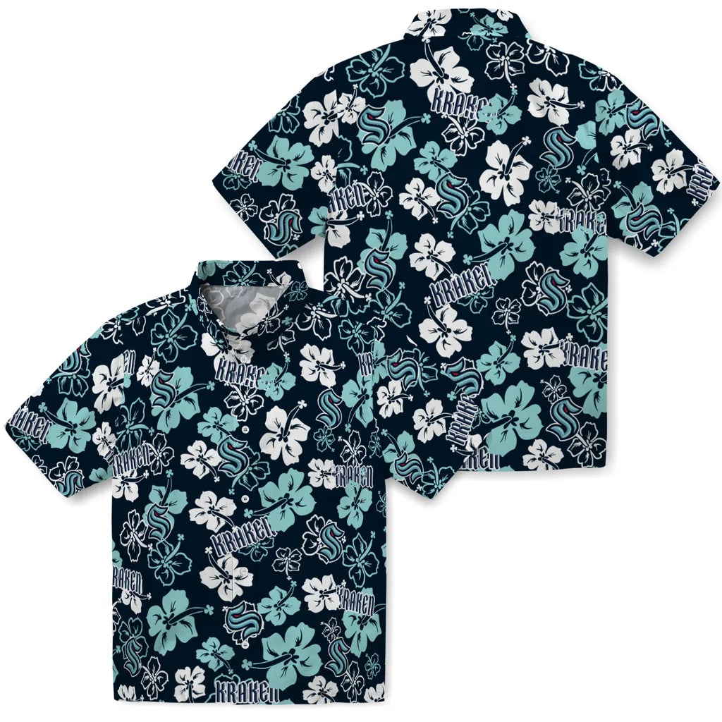 Seattle Kraken Hawaiian Shirt - Hibiscus Flower Design | Hula Hawaiian Shirts