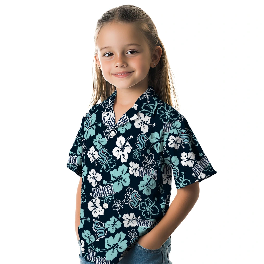 Seattle Kraken Hawaiian Shirt - Hibiscus Flower Design | Hula Hawaiian Shirts