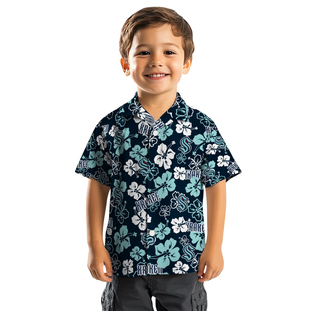 Seattle Kraken Hawaiian Shirt - Hibiscus Flower Design | Hula Hawaiian Shirts