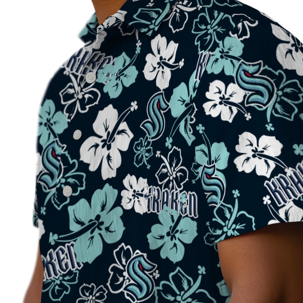 Seattle Kraken Hawaiian Shirt - Hibiscus Flower Design | Hula Hawaiian Shirts