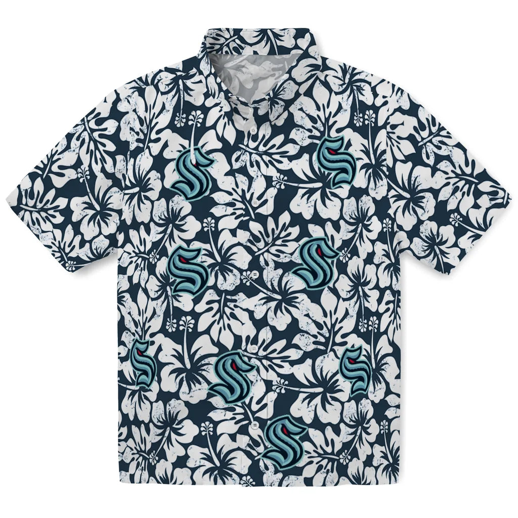 Seattle Kraken Hawaiian Shirt - Hibiscus Motif | Hula Hawaiian Shirts