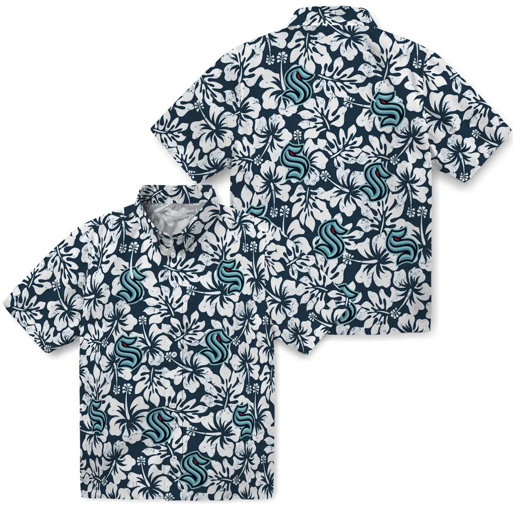 Seattle Kraken Hawaiian Shirt - Hibiscus Motif | Hula Hawaiian Shirts