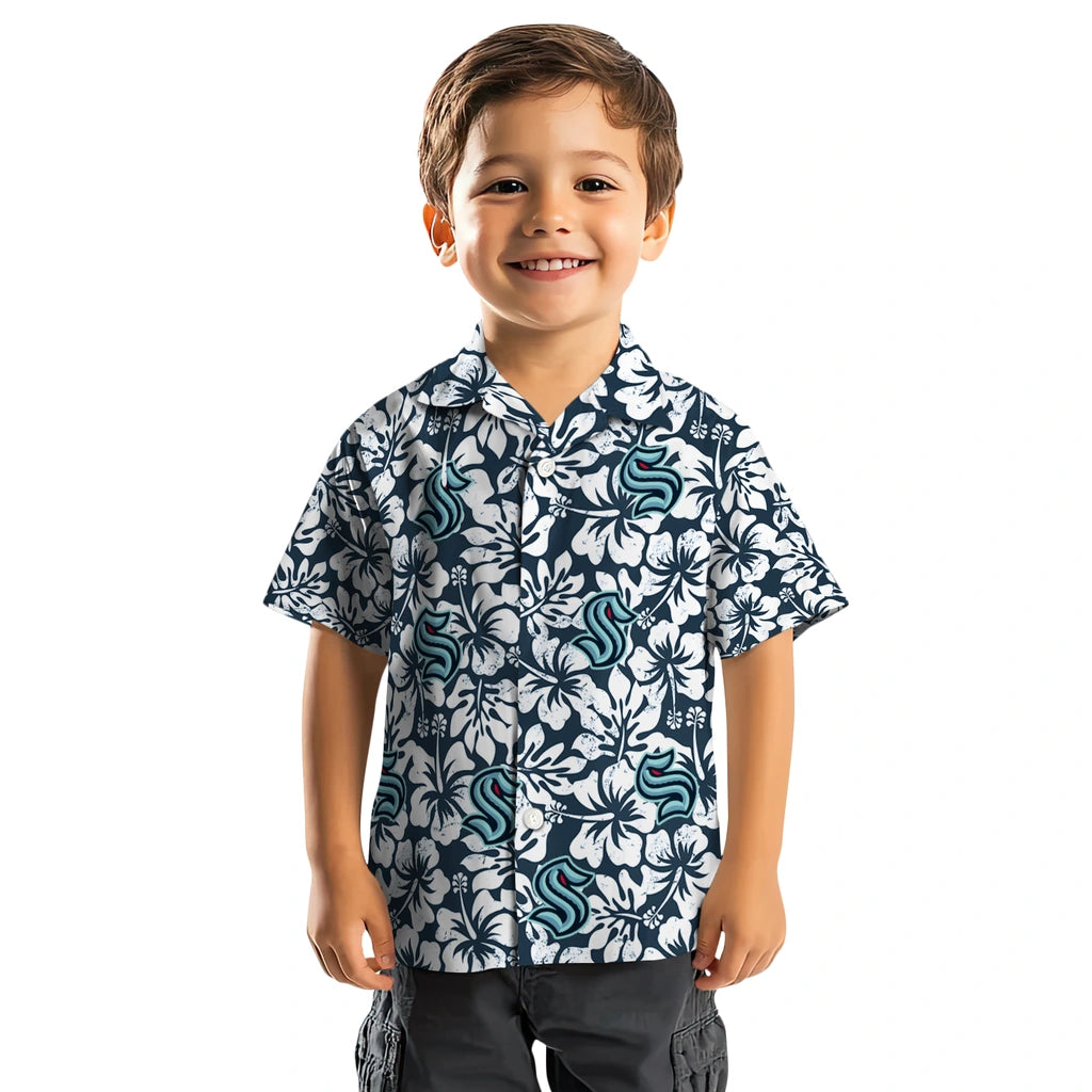 Seattle Kraken Hawaiian Shirt - Hibiscus Motif | Hula Hawaiian Shirts