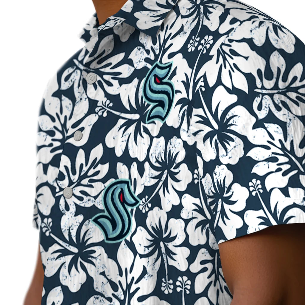 Seattle Kraken Hawaiian Shirt - Hibiscus Motif | Hula Hawaiian Shirts