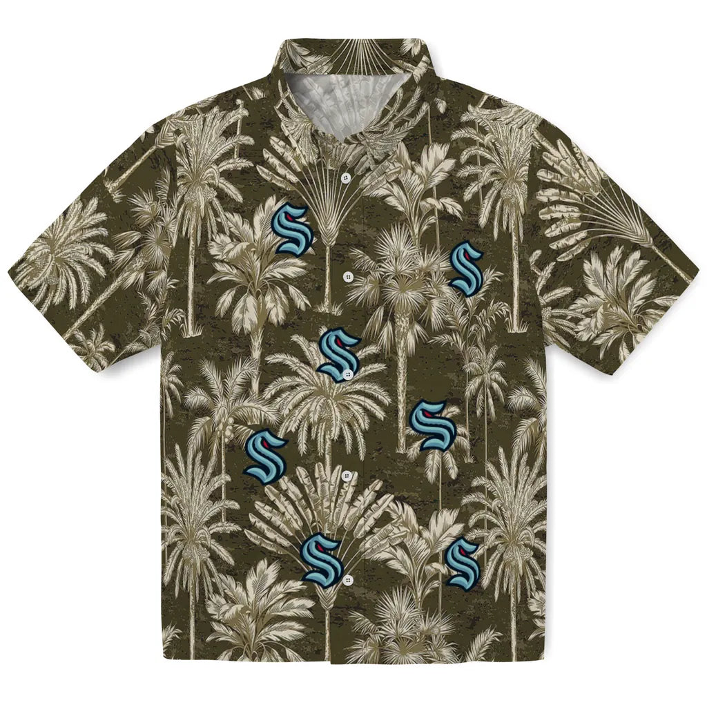 Seattle Kraken Hawaiian Shirt - Vintage Palm Tree | Hula Hawaiian Shirts