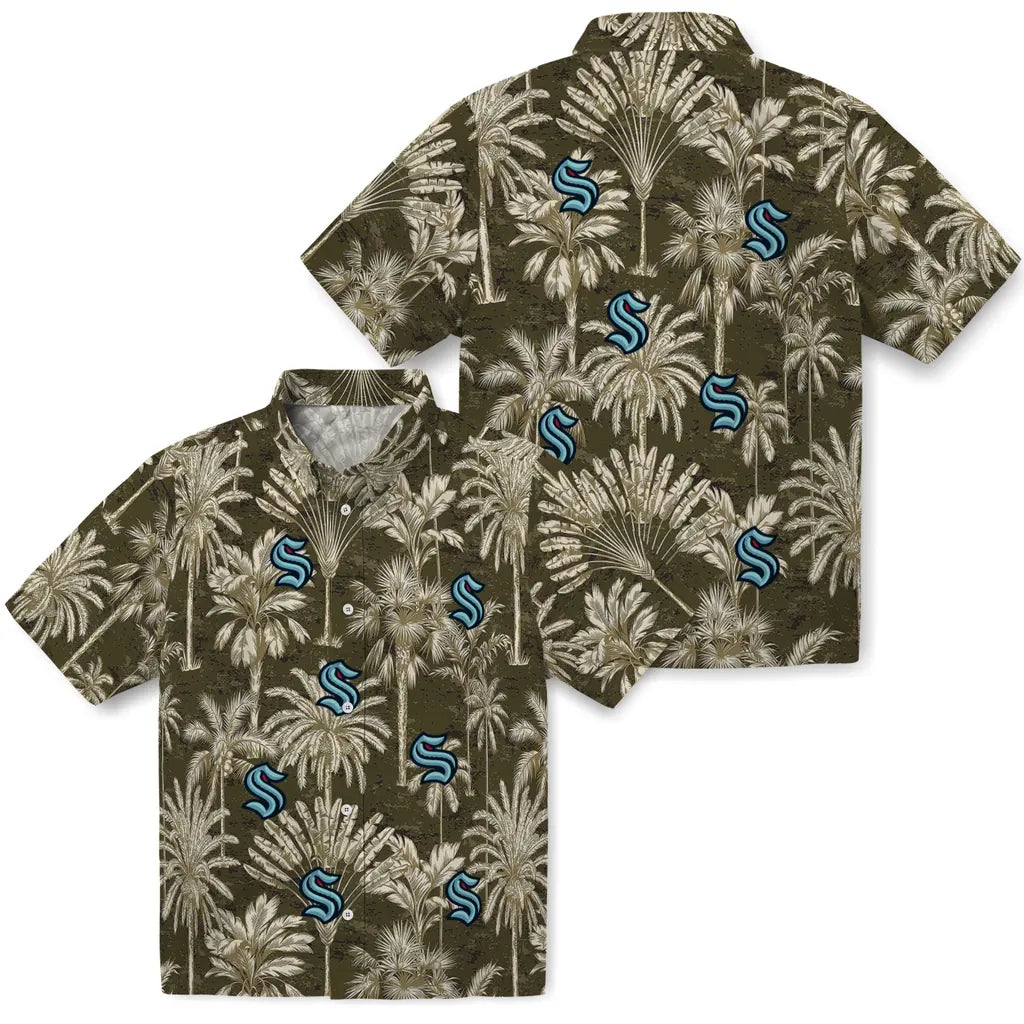 Seattle Kraken Hawaiian Shirt - Vintage Palm Tree | Hula Hawaiian Shirts