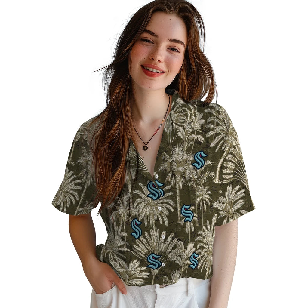 Seattle Kraken Hawaiian Shirt - Vintage Palm Tree | Hula Hawaiian Shirts