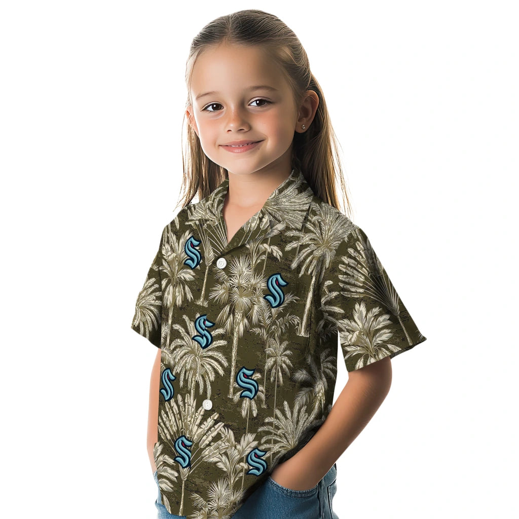 Seattle Kraken Hawaiian Shirt - Vintage Palm Tree | Hula Hawaiian Shirts