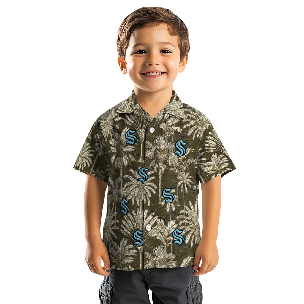 Seattle Kraken Hawaiian Shirt - Vintage Palm Tree | Hula Hawaiian Shirts