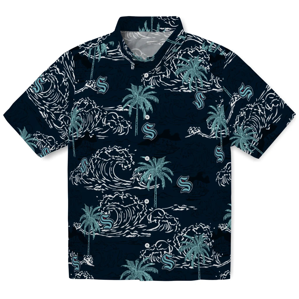 Seattle Kraken Hawaiian Shirt - Wave Palm | Hula Hawaiian Shirts