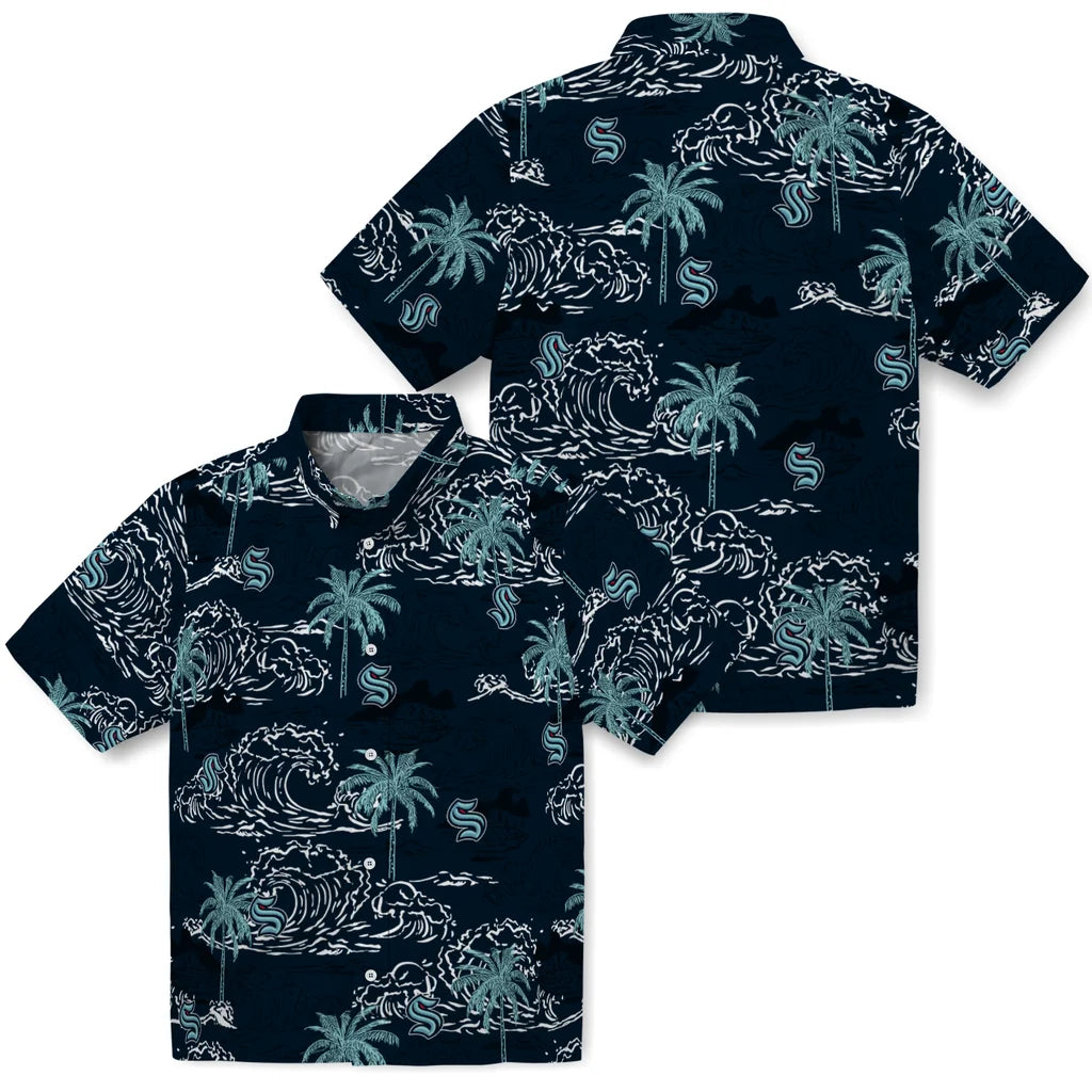 Seattle Kraken Hawaiian Shirt - Wave Palm | Hula Hawaiian Shirts