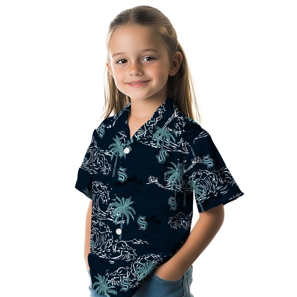 Seattle Kraken Hawaiian Shirt - Wave Palm | Hula Hawaiian Shirts