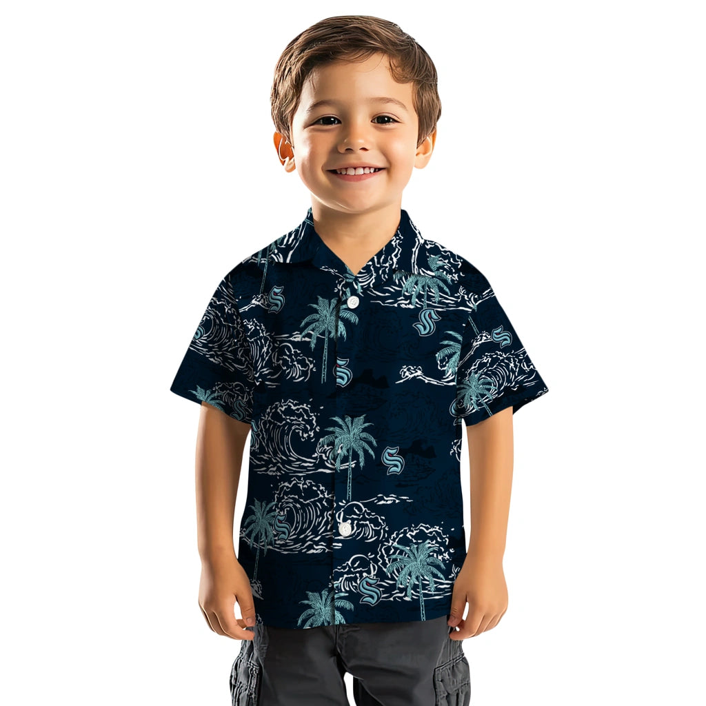 Seattle Kraken Hawaiian Shirt - Wave Palm | Hula Hawaiian Shirts