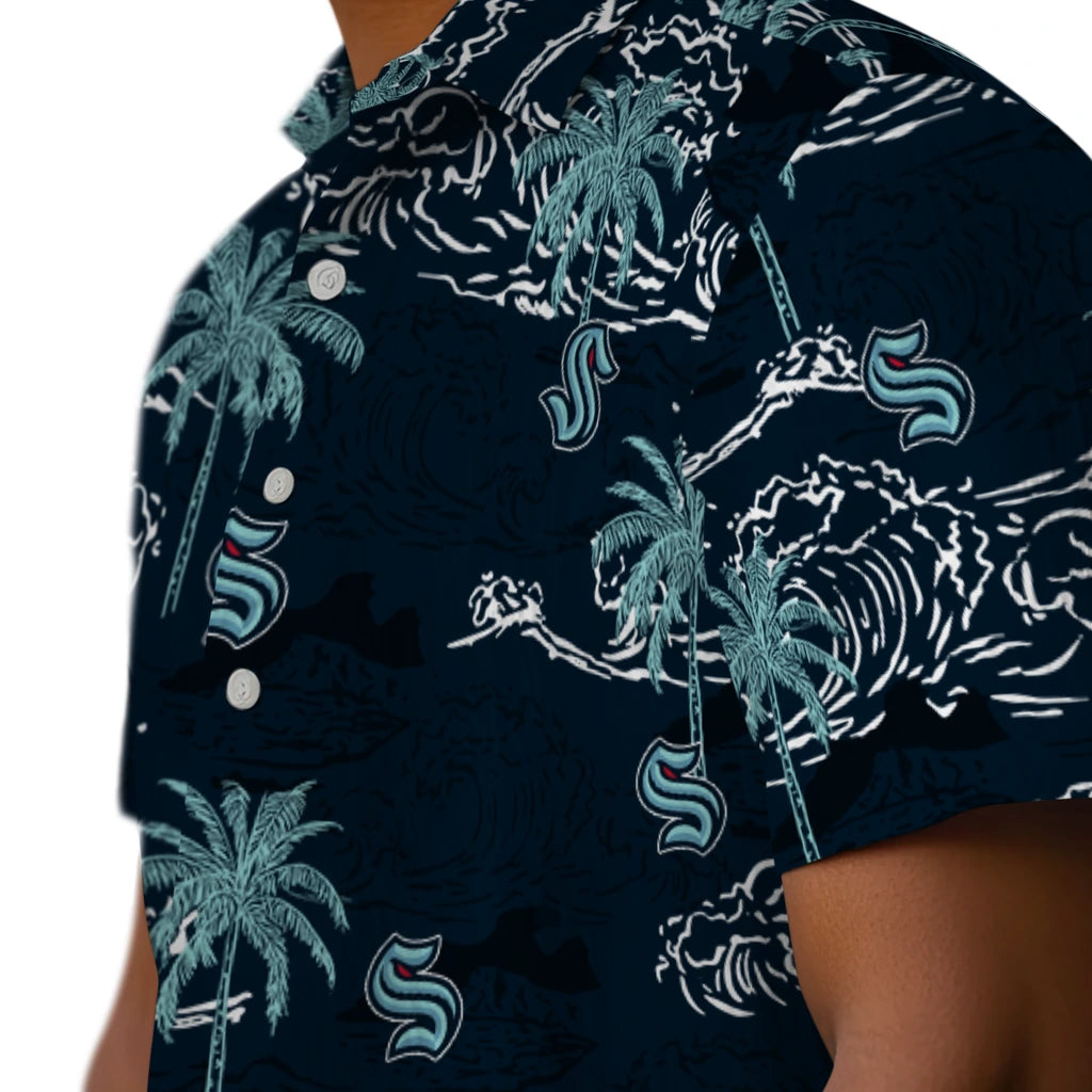Seattle Kraken Hawaiian Shirt - Wave Palm | Hula Hawaiian Shirts