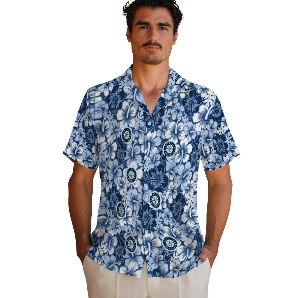 Seattle Mariners Hawaiian Shirt - Hibiscus Blooms | Hula Hawaiian Shirts