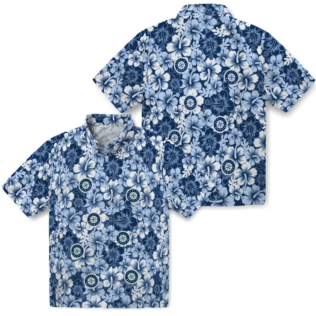 Seattle Mariners Hawaiian Shirt - Hibiscus Blooms | Hula Hawaiian Shirts