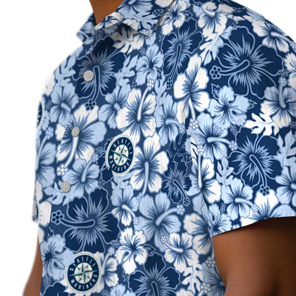 Seattle Mariners Hawaiian Shirt - Hibiscus Blooms | Hula Hawaiian Shirts