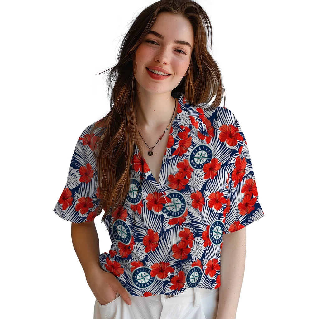 Seattle Mariners Hawaiian Shirt - Hibiscus Fiesta | Hula Hawaiian Shirts