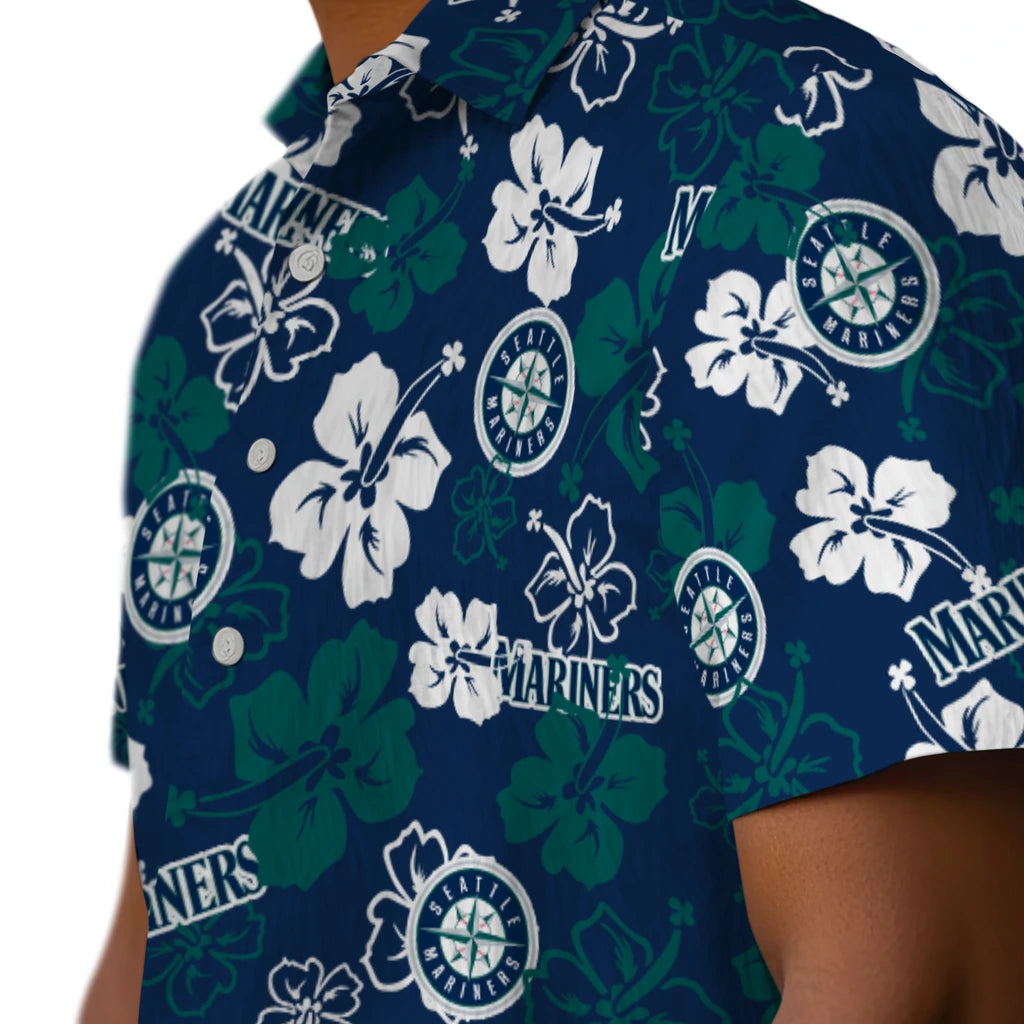 Seattle Mariners Hawaiian Shirt - Hibiscus Flower Design | Hula Hawaiian Shirts