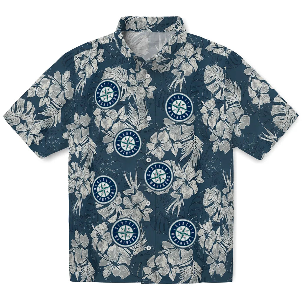 Seattle Mariners Hawaiian Shirt - Hibiscus Flowers | Hula Hawaiian Shirts