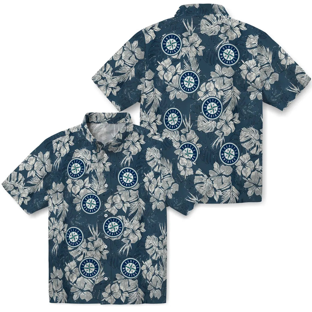 Seattle Mariners Hawaiian Shirt - Hibiscus Flowers | Hula Hawaiian Shirts