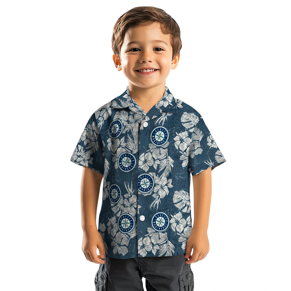 Seattle Mariners Hawaiian Shirt - Hibiscus Flowers | Hula Hawaiian Shirts