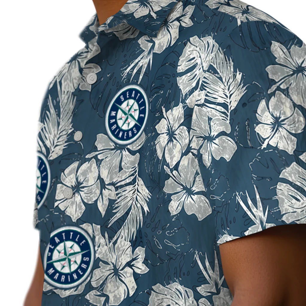 Seattle Mariners Hawaiian Shirt - Hibiscus Flowers | Hula Hawaiian Shirts