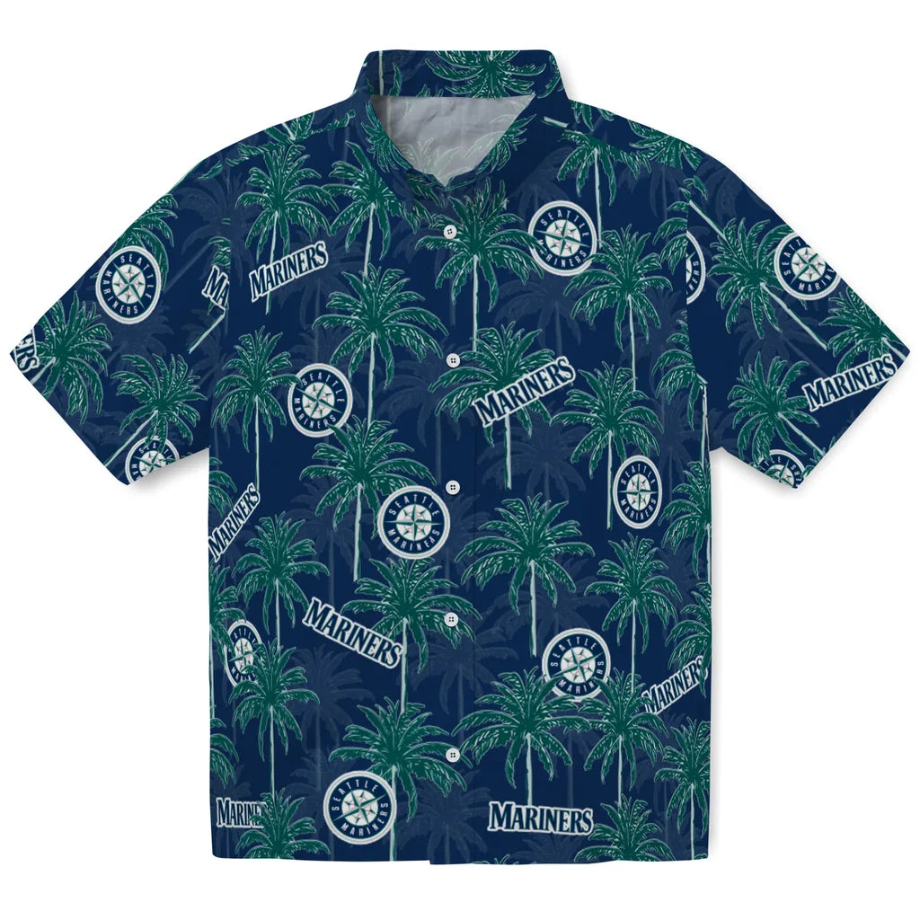 Seattle Mariners Hawaiian Shirt - Palm Tree Motif | Hula Hawaiian Shirts