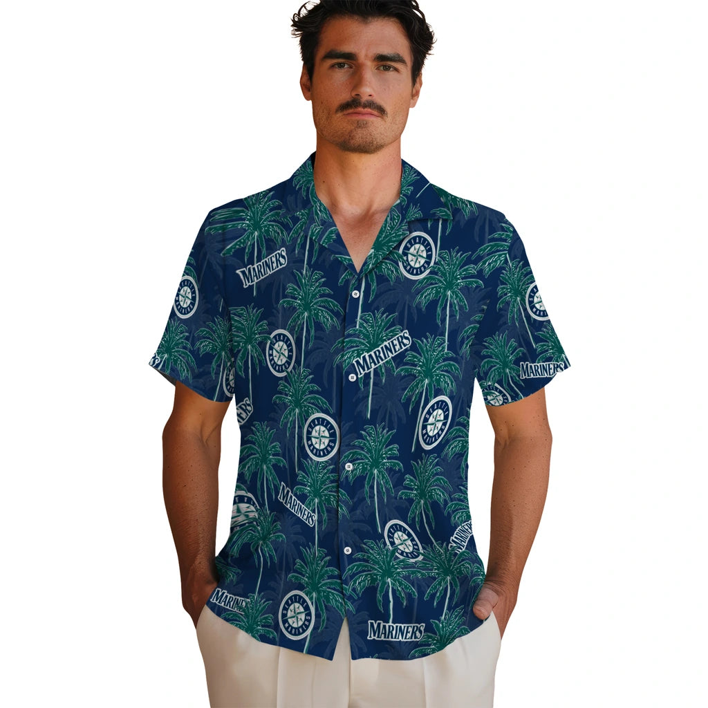 Seattle Mariners Hawaiian Shirt - Palm Tree Motif | Hula Hawaiian Shirts