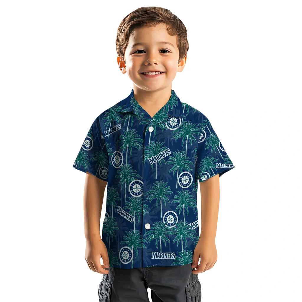 Seattle Mariners Hawaiian Shirt - Palm Tree Motif | Hula Hawaiian Shirts