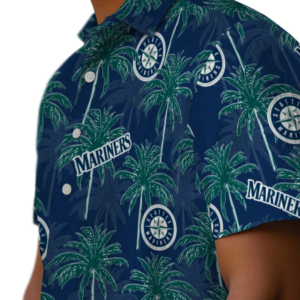 Seattle Mariners Hawaiian Shirt - Palm Tree Motif | Hula Hawaiian Shirts
