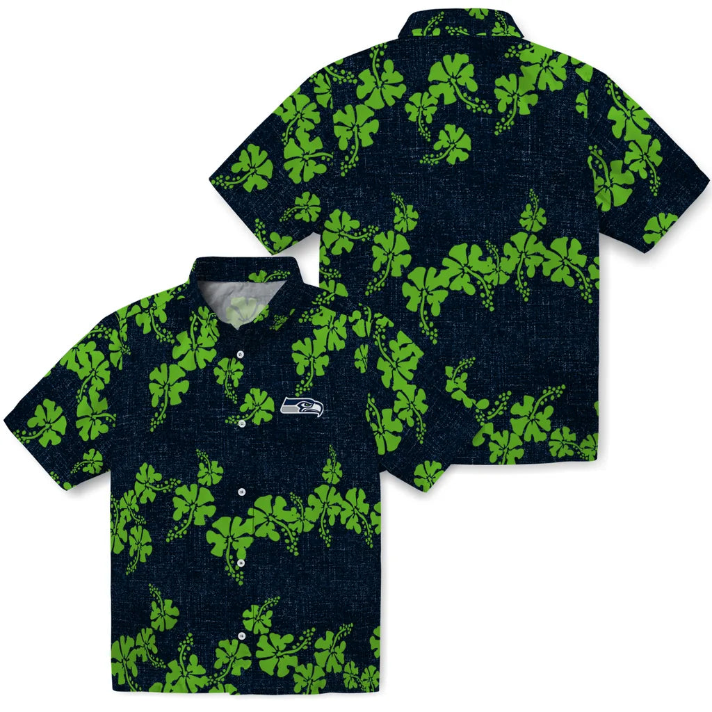 Seattle Seahawks Hawaiian Shirt - 50th State Flower | Hula Hawaiian Shirts
