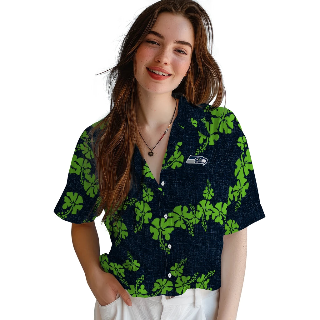 Seattle Seahawks Hawaiian Shirt - 50th State Flower | Hula Hawaiian Shirts