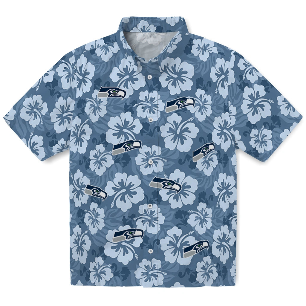 Seattle Seahawks Hawaiian Shirt - Hibiscus Cluster | Hula Hawaiian Shirts