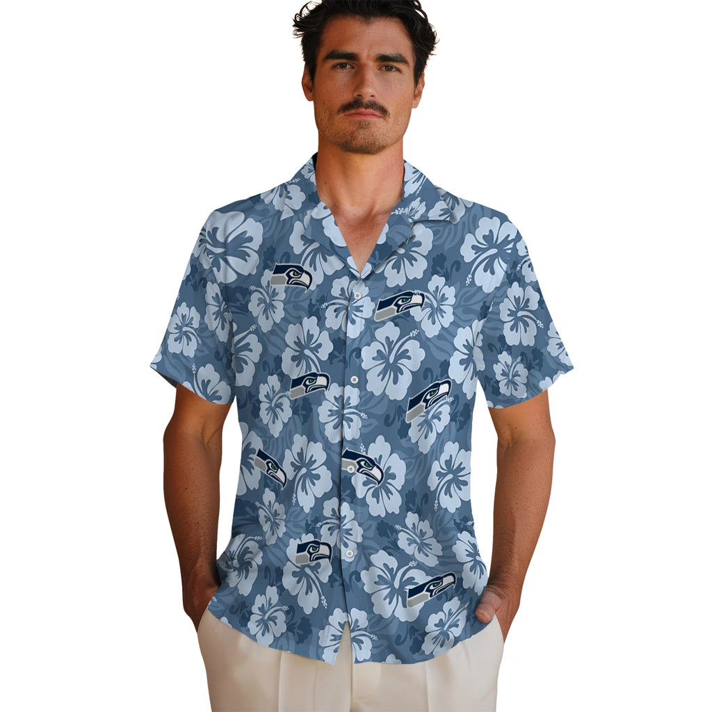 Seattle Seahawks Hawaiian Shirt - Hibiscus Cluster | Hula Hawaiian Shirts