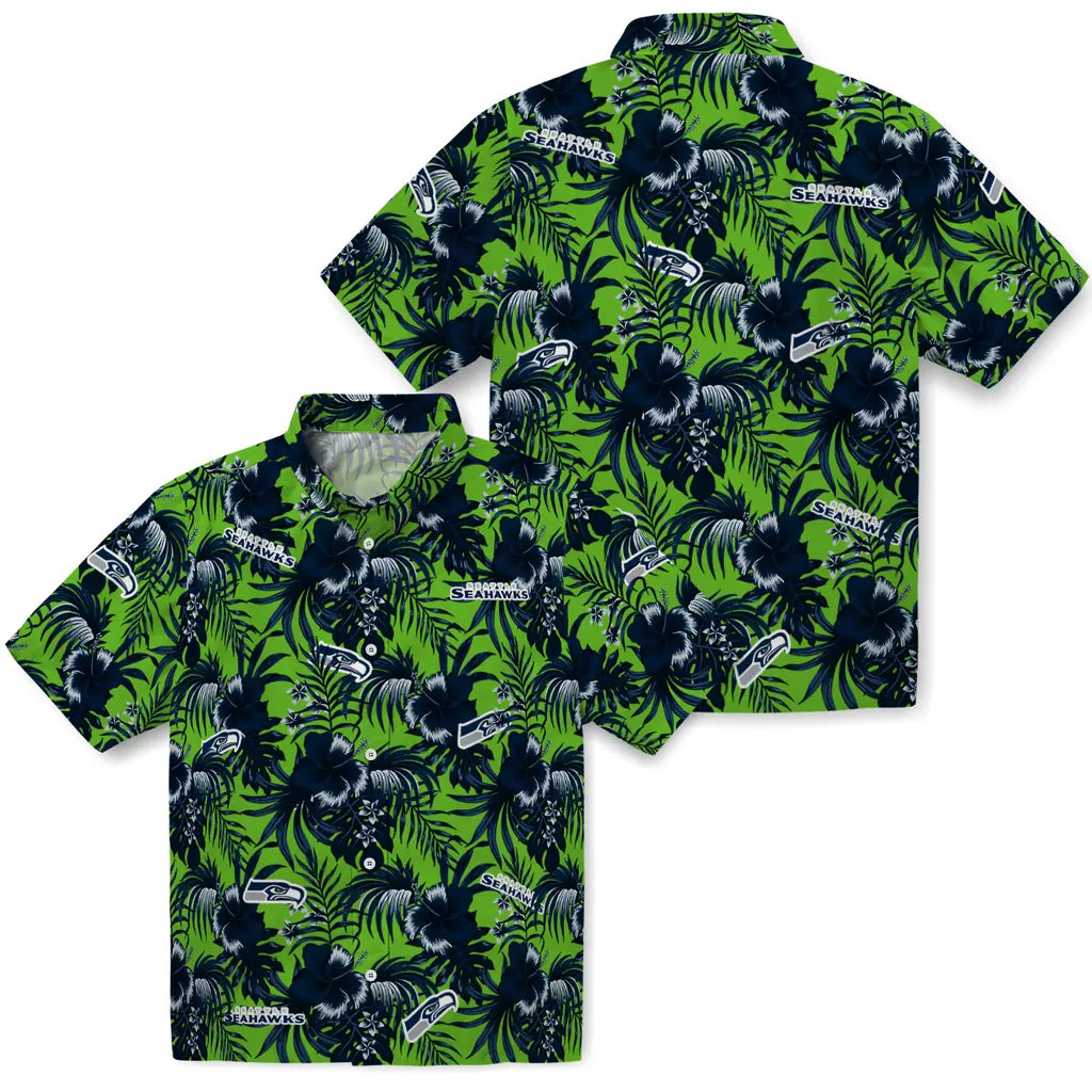 Seattle Seahawks Hawaiian Shirt - Hibiscus Exotic | Hula Hawaiian Shirts
