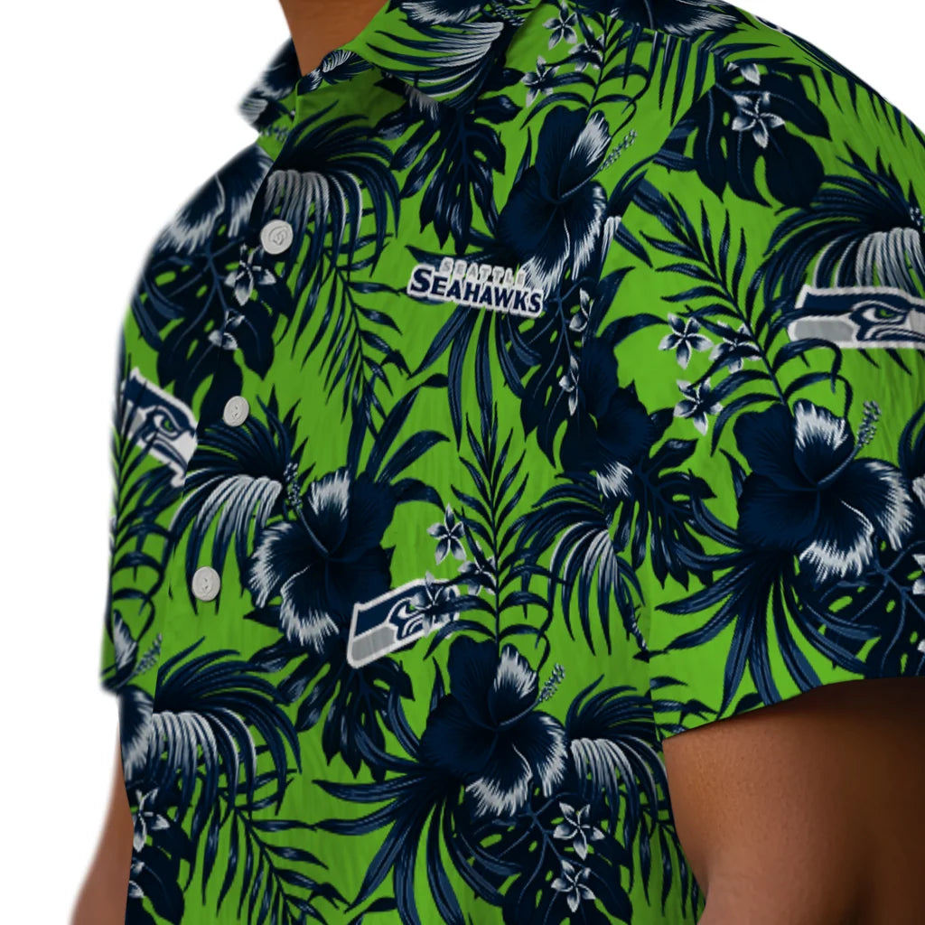 Seattle Seahawks Hawaiian Shirt - Hibiscus Exotic | Hula Hawaiian Shirts