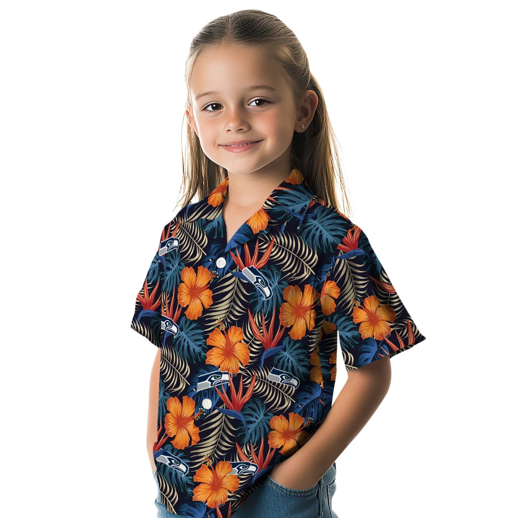 Seattle Seahawks Hawaiian Shirt - Hibiscus Foliage | Hula Hawaiian Shirts
