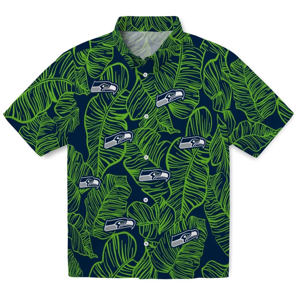 Seattle Seahawks Hawaiian Shirt - Leaf Outline | Hula Hawaiian Shirts