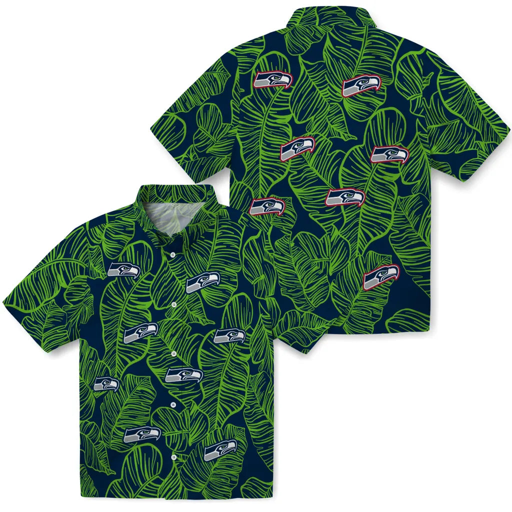 Seattle Seahawks Hawaiian Shirt - Leaf Outline | Hula Hawaiian Shirts