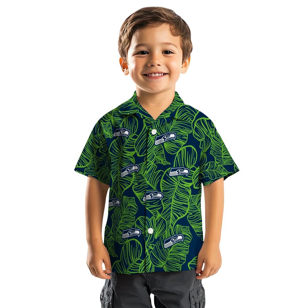 Seattle Seahawks Hawaiian Shirt - Leaf Outline | Hula Hawaiian Shirts
