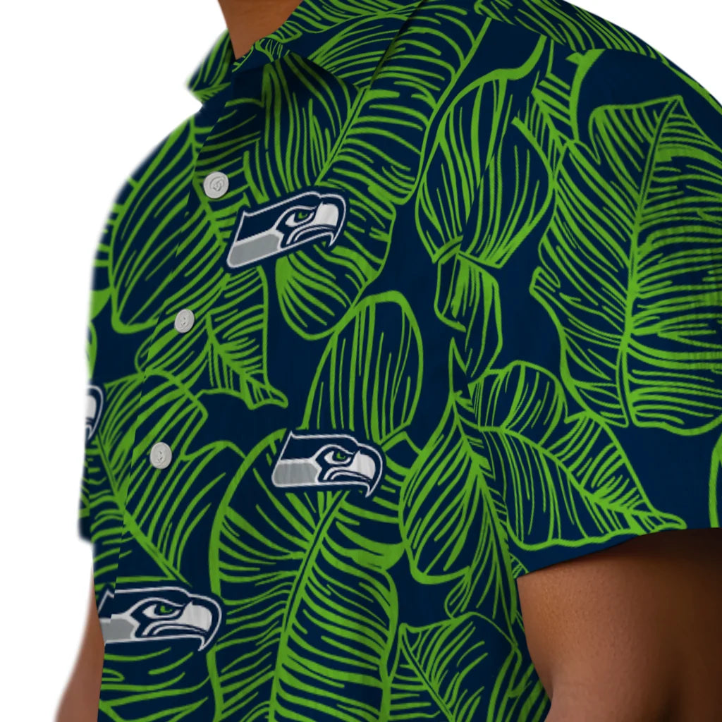 Seattle Seahawks Hawaiian Shirt - Leaf Outline | Hula Hawaiian Shirts