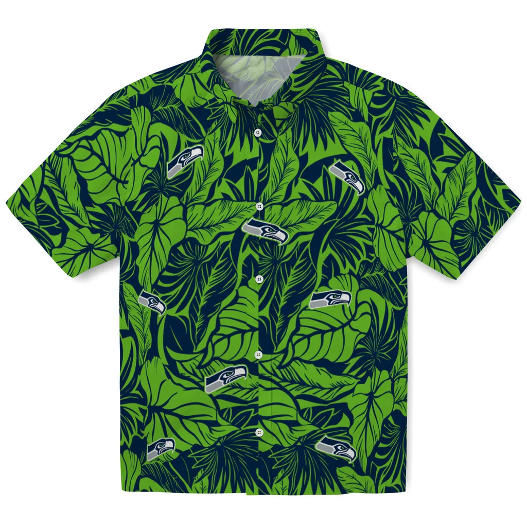 Seattle Seahawks Hawaiian Shirt - Monstera Layer | Hula Hawaiian Shirts