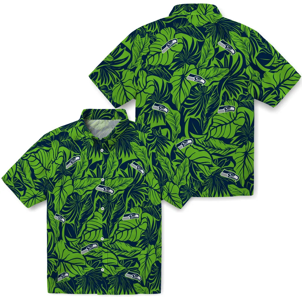 Seattle Seahawks Hawaiian Shirt - Monstera Layer | Hula Hawaiian Shirts