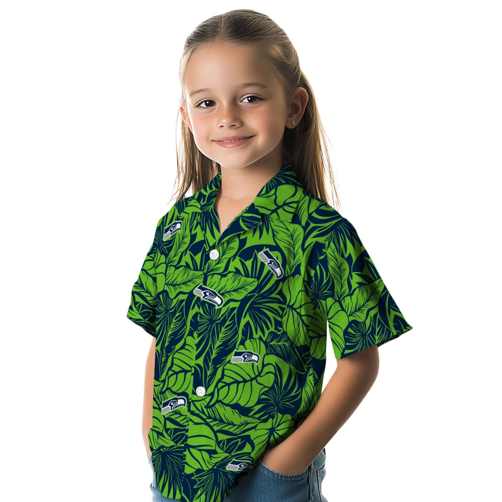 Seattle Seahawks Hawaiian Shirt - Monstera Layer | Hula Hawaiian Shirts