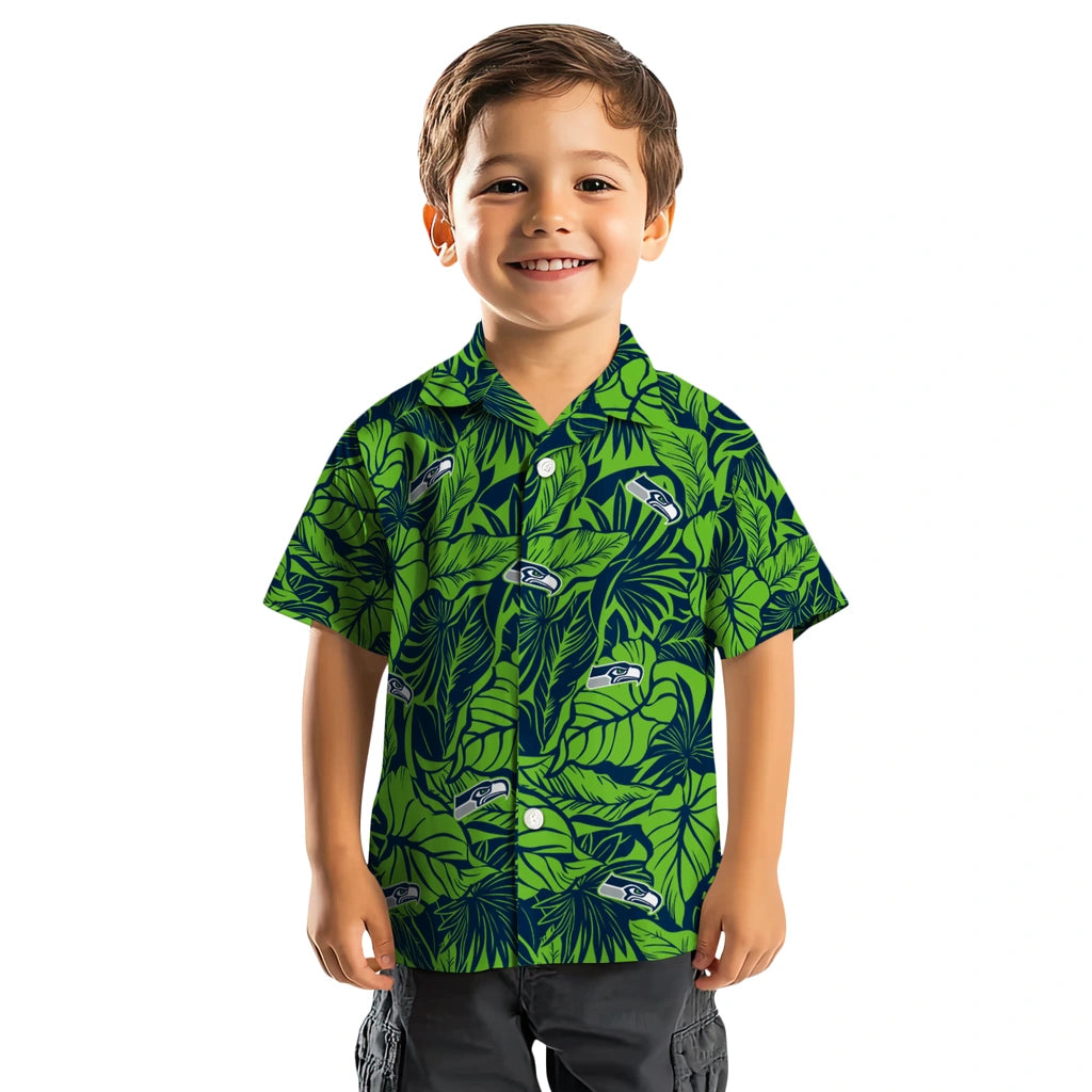 Seattle Seahawks Hawaiian Shirt - Monstera Layer | Hula Hawaiian Shirts