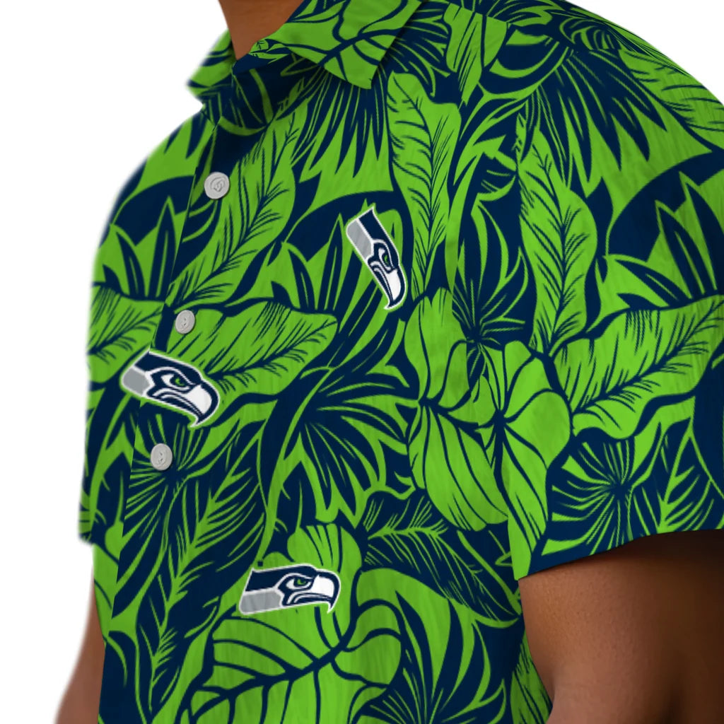 Seattle Seahawks Hawaiian Shirt - Monstera Layer | Hula Hawaiian Shirts