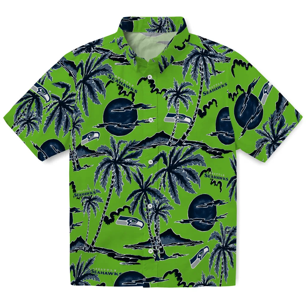 Seattle Seahawks Hawaiian Shirt - Palm Sunset | Hula Hawaiian Shirts