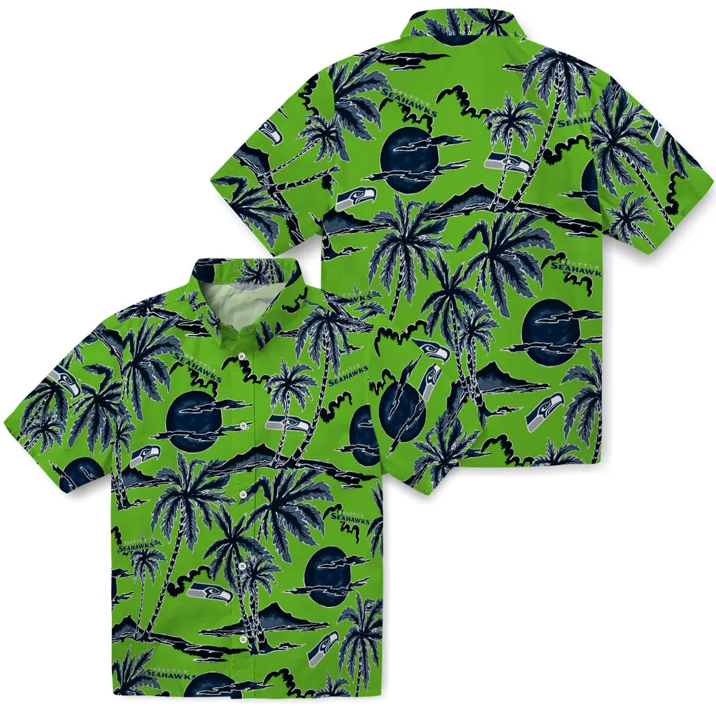 Seattle Seahawks Hawaiian Shirt - Palm Sunset | Hula Hawaiian Shirts